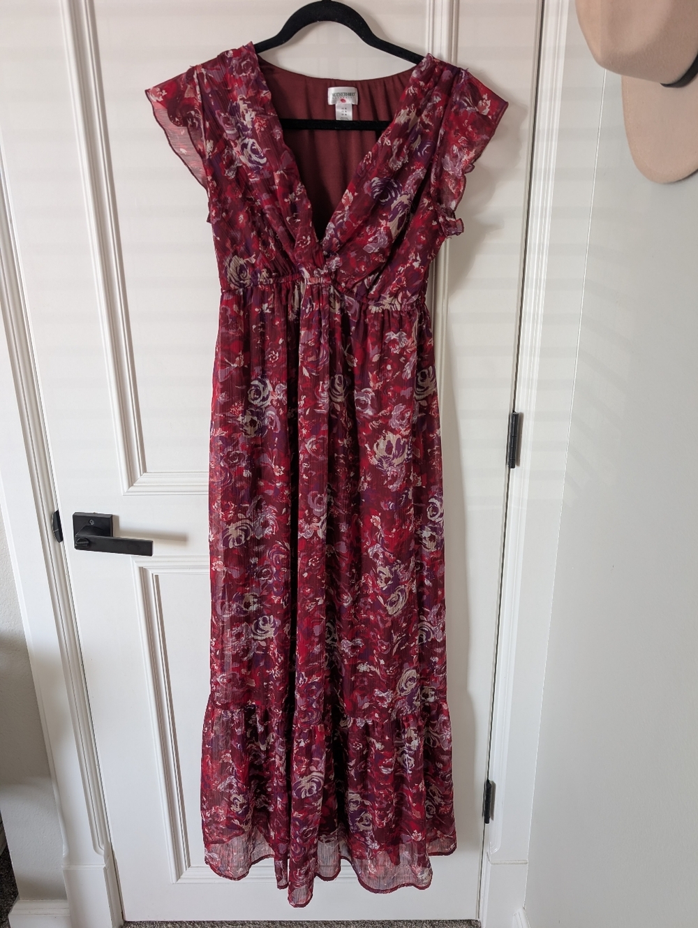 Women’s Floral Maxi Dress - Burgundy Pink